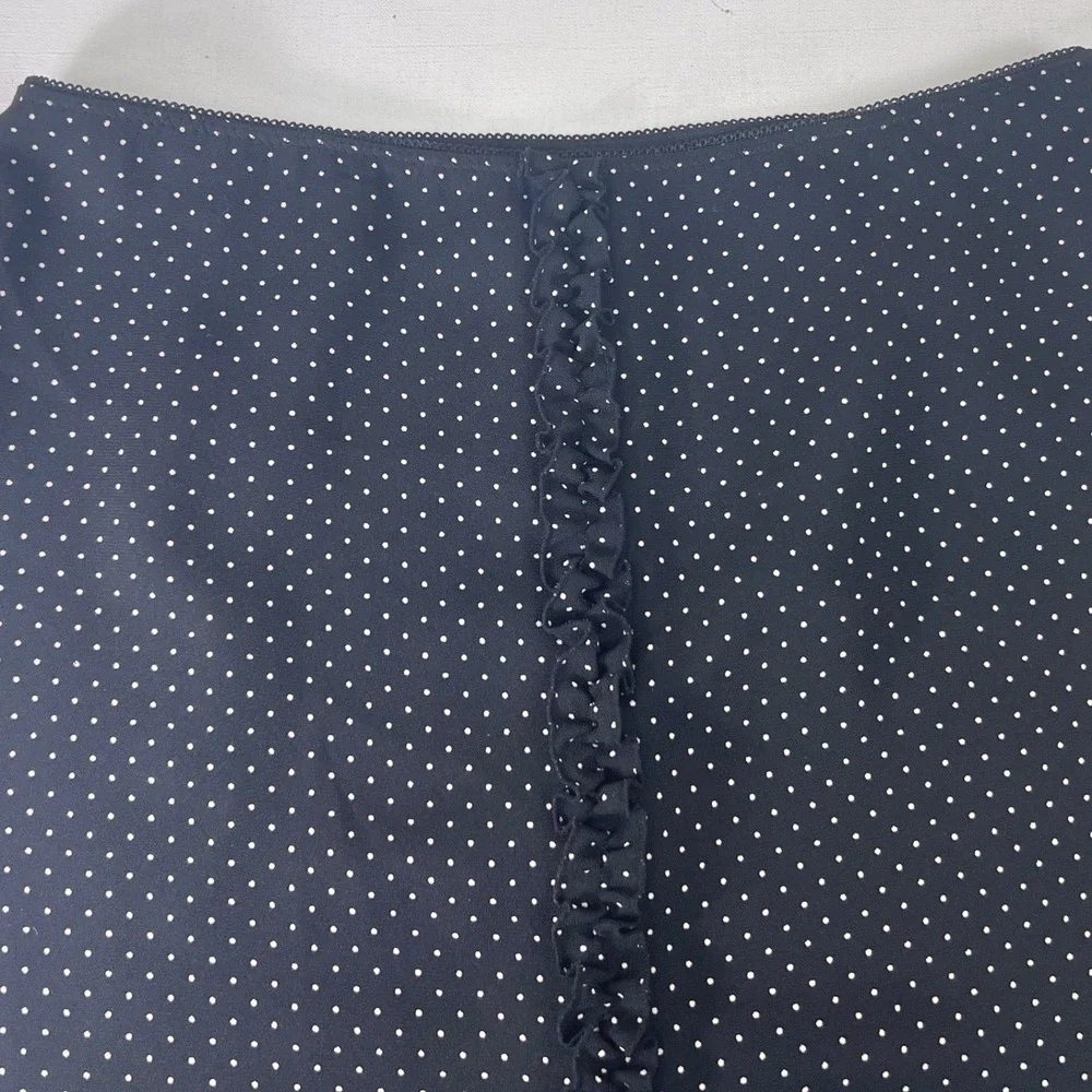 Ann Taylor LOFT Polka Dot Skirt Ruffle Trim Black White Size‎ 4 Career Classic
